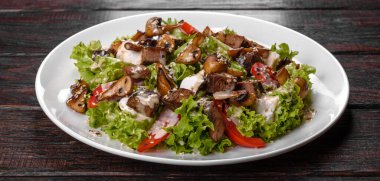 Festival masası için nefis taze et salatası. Aile Tatili Hazırlanıyor