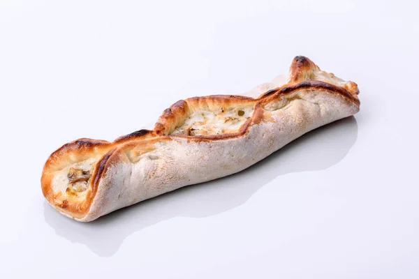 Leckere Frische Straßenpizza Mit Hühnchen Pilzen Und Käse Street Food — Stockfoto