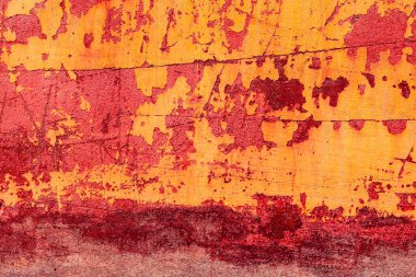 Doku, duvar, beton, arka plan olarak kullanılabilir. Çizik ve çatlaklarla dolu bir duvar parçası.