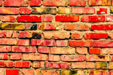 Doku, tuğla, duvar, arka plan olarak kullanılabilir. Çizik ve çatlaklarla tuğla dokusu