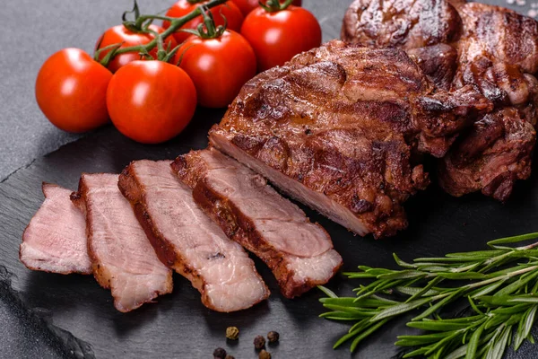 Closeup View Delicious Grilled Beef Medallions Served Table — Stock Photo, Image