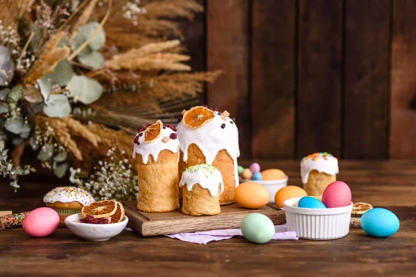 Pastel Pascua Huevos Pascua Concepto Tradicional Menú Diseño Navideño Antecedentes — Foto de Stock