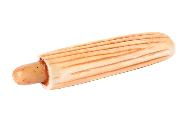 Klassischer Hot Dog Mit Senf Und Ketchup Nahaufnahme Auf Weißem — Stockfoto