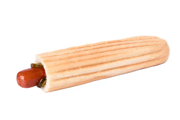Klasické Hot Dogy Hořčicí Kečupem Zblízka Bílém Pozadí — Stock fotografie