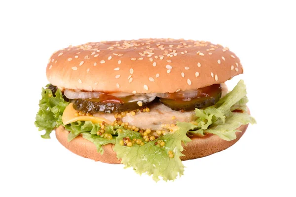 新鲜素食汉堡 以植物为基础 无肉片 白色背景分离 — 图库照片