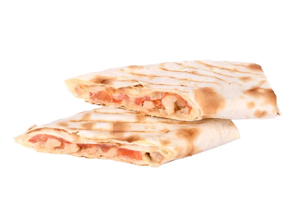 Shawarma Σάντουιτς Γυρο Φρέσκο Ρολό Λεβάντας Πίτα Ψωμί Κοτόπουλο Βόειο — Φωτογραφία Αρχείου
