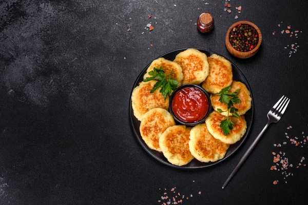 Potato Pancakes Vegetable Fritters Latkes Frying Pan — Stock Photo, Image