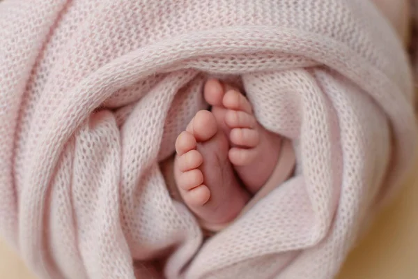 Small Beautiful Legs Newborn Baby First Days Life Baby Feet — Stock Photo, Image