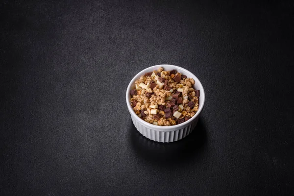 Nahaufnahme Von Haferflocken Cornflakes Und Weizenstämmen Reifes Müsli Zum Frühstück — Stockfoto