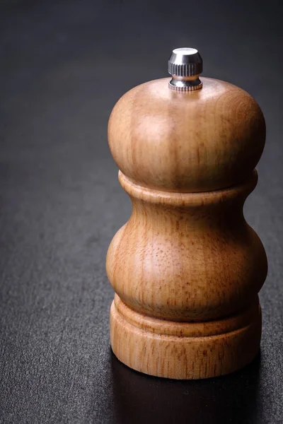 Koyu arkaplanda izole edilmiş tuzluk ya da karabiber.