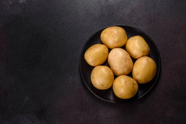 Une Pile Jeunes Pommes Terre Sur Table Les Avantages Des — Photo