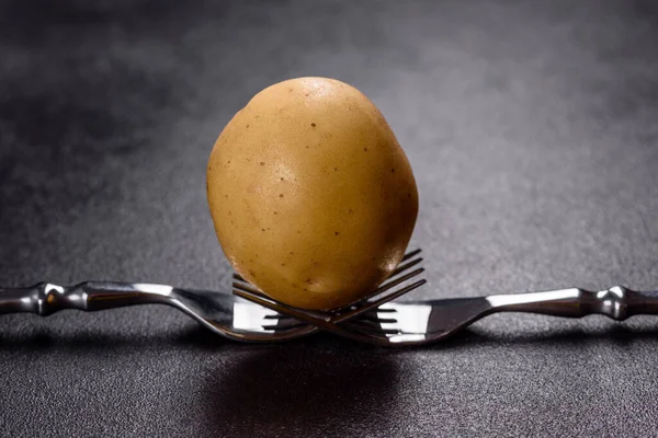 Une Pile Jeunes Pommes Terre Sur Table Les Avantages Des — Photo