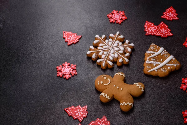 stock image Christmas gingerbread. Delicious gingerbread cookies with honey, ginger and cinnamon. Winter composition