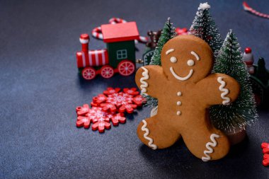 Noel kurabiyesi. Ballı, zencefilli ve tarçınlı lezzetli zencefilli kurabiyeler. Kış bileşimi