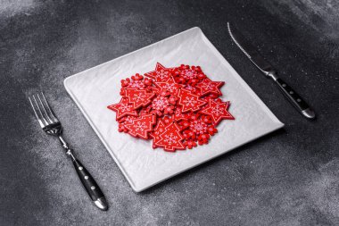 Christmas background with decorations. New Year symbol - decorative fir tree