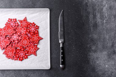 Christmas background with decorations. New Year symbol - decorative fir tree