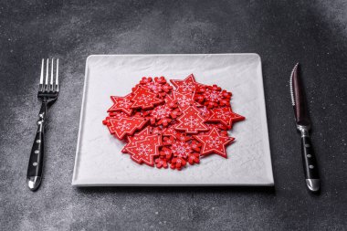 Christmas background with decorations. New Year symbol - decorative fir tree