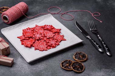 Christmas background with decorations. New Year symbol - decorative fir tree