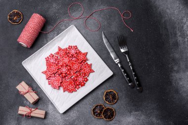 Christmas background with decorations. New Year symbol - decorative fir tree