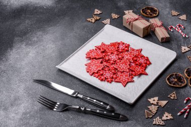 Christmas background with decorations. New Year symbol - decorative fir tree