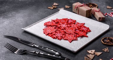 Christmas background with decorations. New Year symbol - decorative fir tree