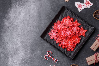 Christmas background with decorations. New Year symbol - decorative fir tree