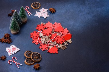 Delicious gingerbread cookies with honey, ginger and cinnamon. Winter composition