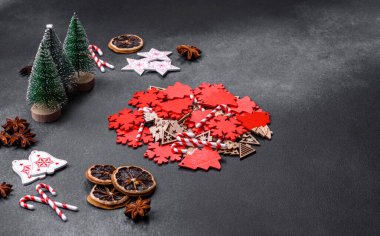Delicious gingerbread cookies with honey, ginger and cinnamon. Winter composition