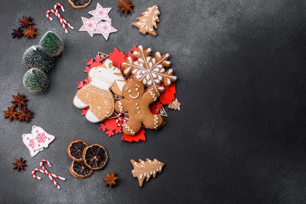Delicious Gingerbread Cookies Honey Ginger Cinnamon Winter Composition — Foto Stock
