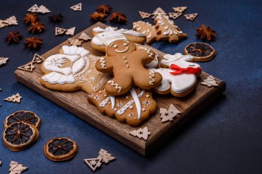 Delicious gingerbread cookies with honey, ginger and cinnamon. Winter composition