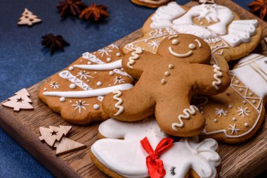 Delicious gingerbread cookies with honey, ginger and cinnamon. Winter composition