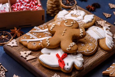 Delicious gingerbread cookies with honey, ginger and cinnamon. Winter composition
