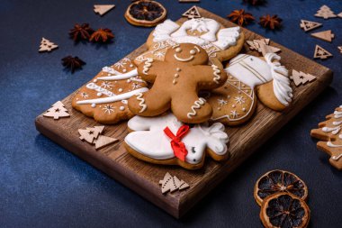 Delicious gingerbread cookies with honey, ginger and cinnamon. Winter composition