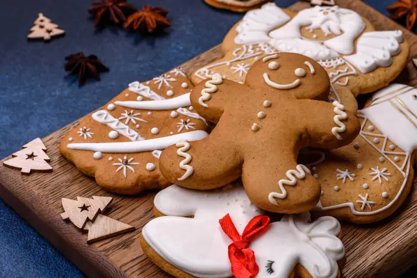 Delicious Gingerbread Cookies Honey Ginger Cinnamon Winter Composition — Foto de Stock