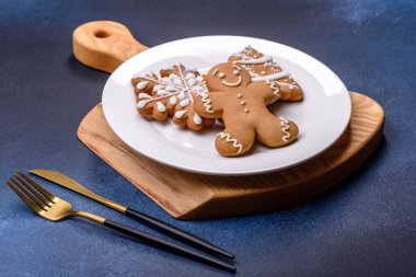 Delicious gingerbread cookies with honey, ginger and cinnamon. Winter composition