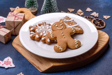 Delicious gingerbread cookies with honey, ginger and cinnamon. Winter composition