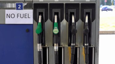 UK England, United Kingdom , London September 2021 - Petrol station closed without gasoline Fuel due Brexit  clipart