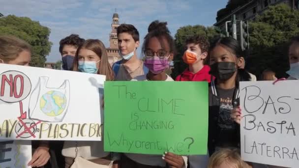 Europa Italië Milaan Oktober 2021 Vrijdag Voor Toekomstige Jeugd Klimaat — Stockvideo