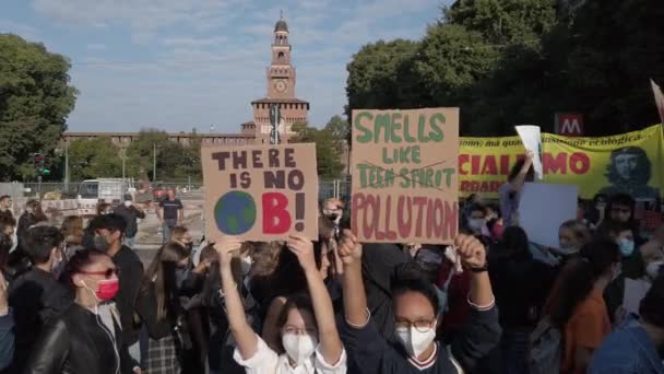 Avrupa Talya Milan Ekim 2021 Gelecekteki Gençlik Klim Klim Değişikliği — Stok video