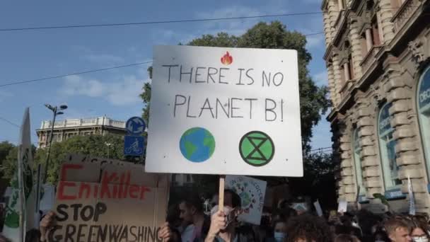 Europa Italien Mailand Oktober 2021 Friday Future Youth Climate Studentendemonstration — Stockvideo