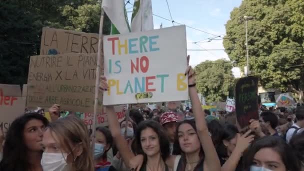 Europa Italien Mailand Oktober 2021 Friday Future Youth Climate Studentendemonstration — Stockvideo