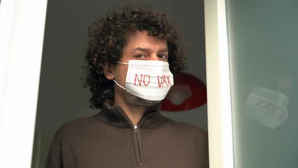 Europa Włochy Lat Żaden Człowiek Masce Nie Odmawia Szczepienia Przeciw — Wideo stockowe