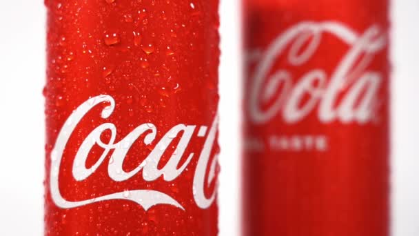 Global Brand Famous Flavored Carbonated Soft Drinks Created Coca Cola — Stock video