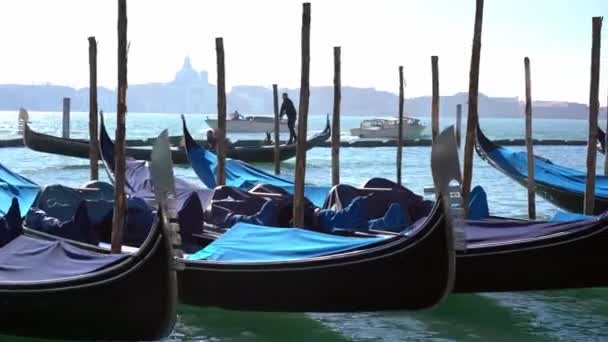 Европа Венеция Ноябрь 2021 Европа Италия Гондолы Большом Канале Городе — стоковое видео
