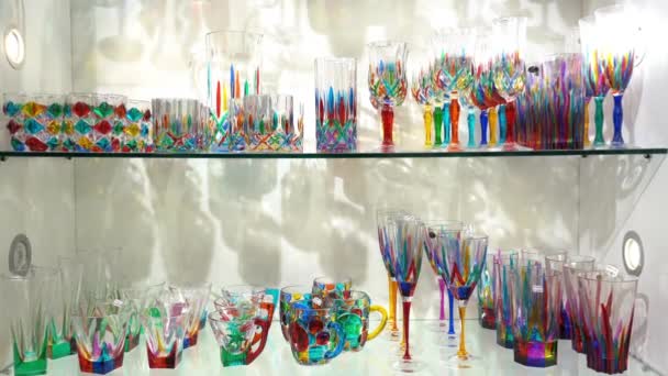 Italia Venecia Noviembre 2021 Coloridos Objetos Decorados Hechos Famoso Cristal — Vídeos de Stock