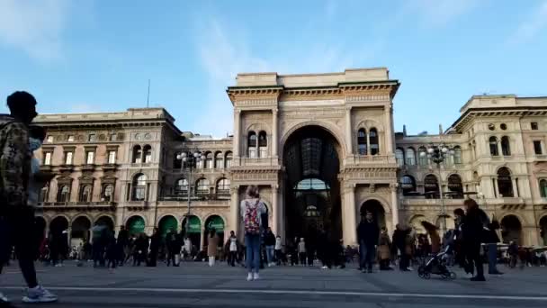 Άνθρωποι Που Περπατούν Στο Χρόνο Lapse Milan Corso Vittorio Emanuele — Αρχείο Βίντεο