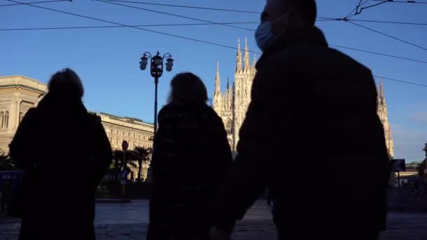 Europa Itália Milão Novembro 2021 Catedral Duomo Centro Cidade Pessoas — Vídeo de Stock