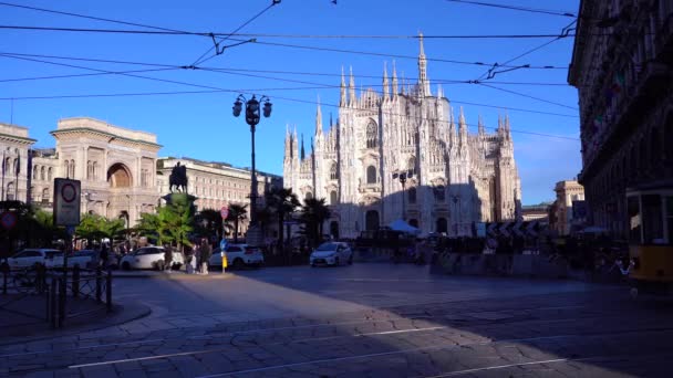 Europa Itália Milão Novembro 2021 Catedral Duomo Centro Cidade Pessoas — Vídeo de Stock