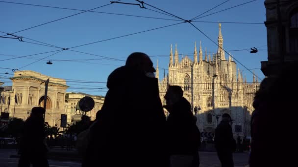 Европа Италия Милан Ноябрь 2021 Собор Дуомо Центре Города Люди — стоковое видео