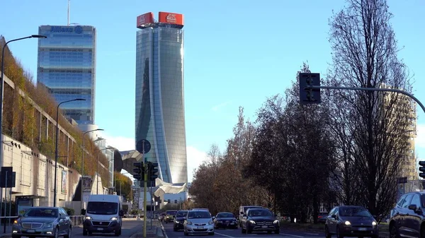 Europa Italien Milano November 2021 Förstärkt Trafik Bil City Life — Stockfoto
